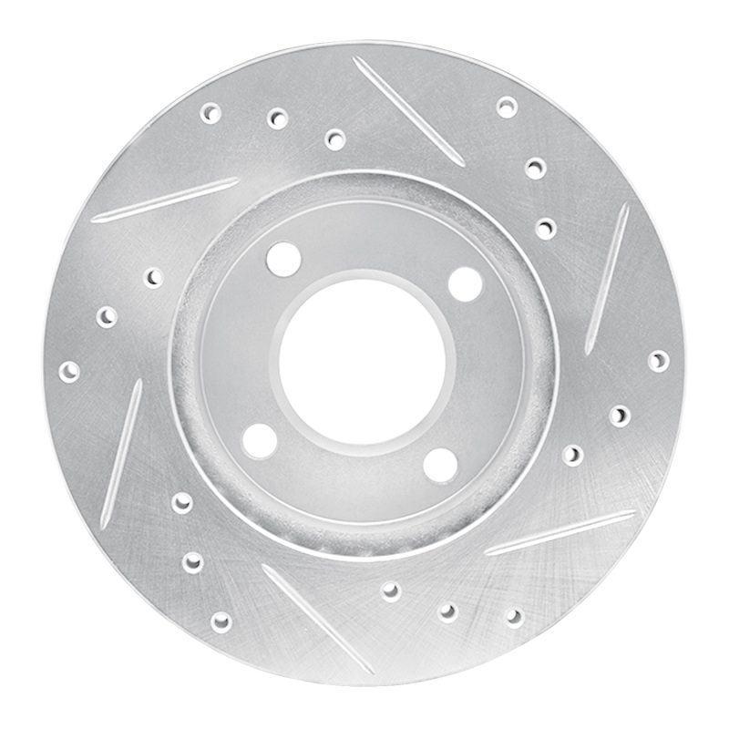 Dodge COLT Brake Rotor (1) - Front Left - R1 Concepts - Drilled & Slotted - Silver - `92-`00